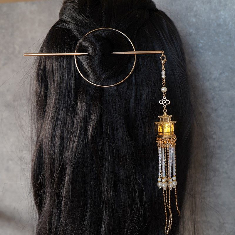 Cloud Dark Fog Light Lantern Hairpin Original Ancient Wind Palace Lantern Hairpin Shine on Han Costume Flow Su Hairpin Disc Hair Hair Accessories Hair Accessories Hair Accessories