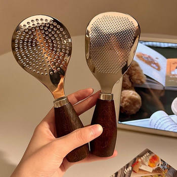 Solid Wood Handle Upright Rice Spoon for Home Use, Suitable for Rice Cookers, High-Temperature Resistant, Stainless Steel, Non-Stick Rice Spatula