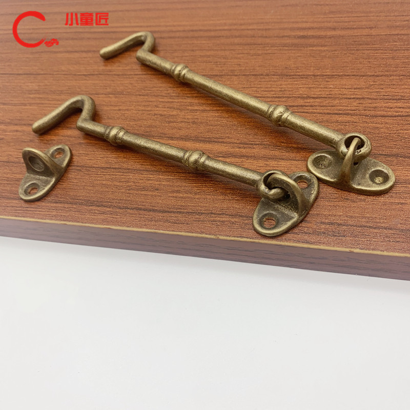Pure copper window wind hook old antique all-copper wood window fixed hook hook door window window hook windproof hook window hook