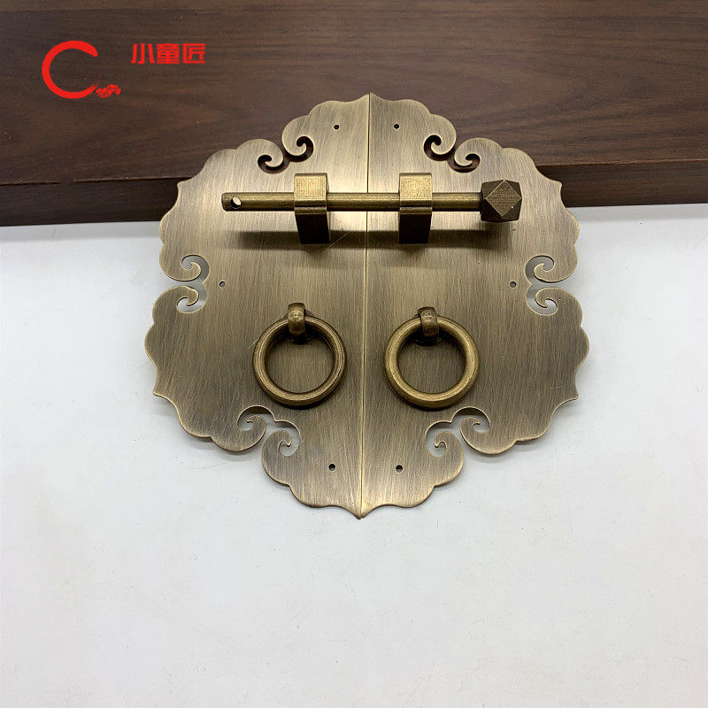 Chinese imitation antique pure copper handle card shoes with whole cabinet shoes cabinet wardrobe door full copper retro handle engraved with round handle door plate