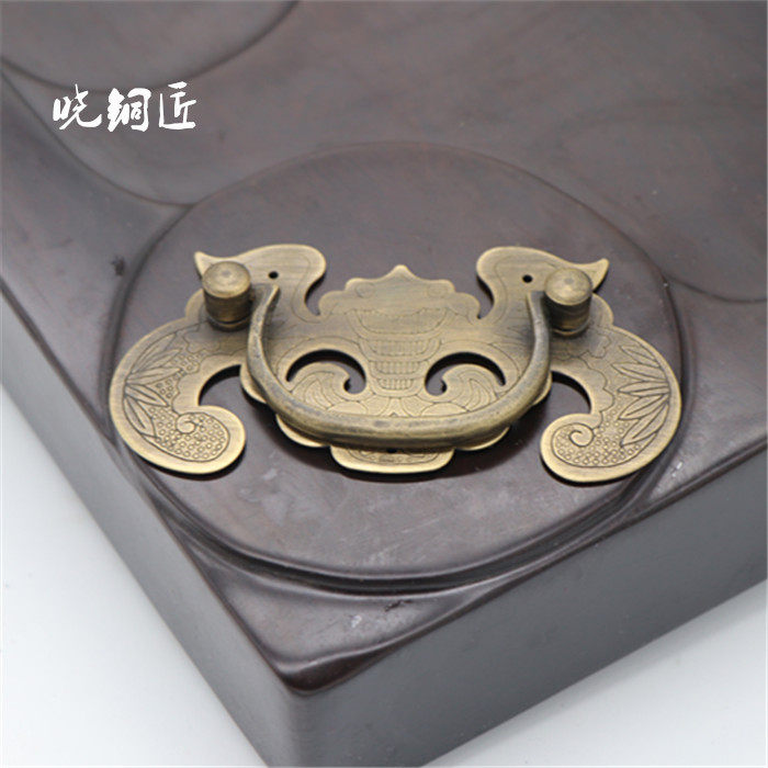 Chinese imitation antique full copper bat pure copper horizontal handle imitation ancient furniture copper accessories drawer cabinet door pure copper handle