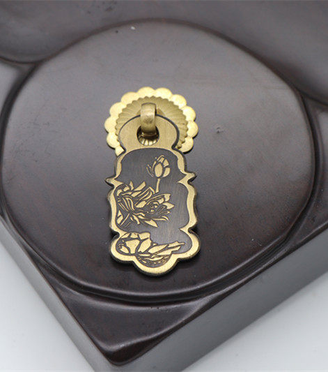 Lotus flower pure copper handle antique Chinese simple cloud handle cloud handle clothes clothes door thicker whole cabinet drawer copper handle