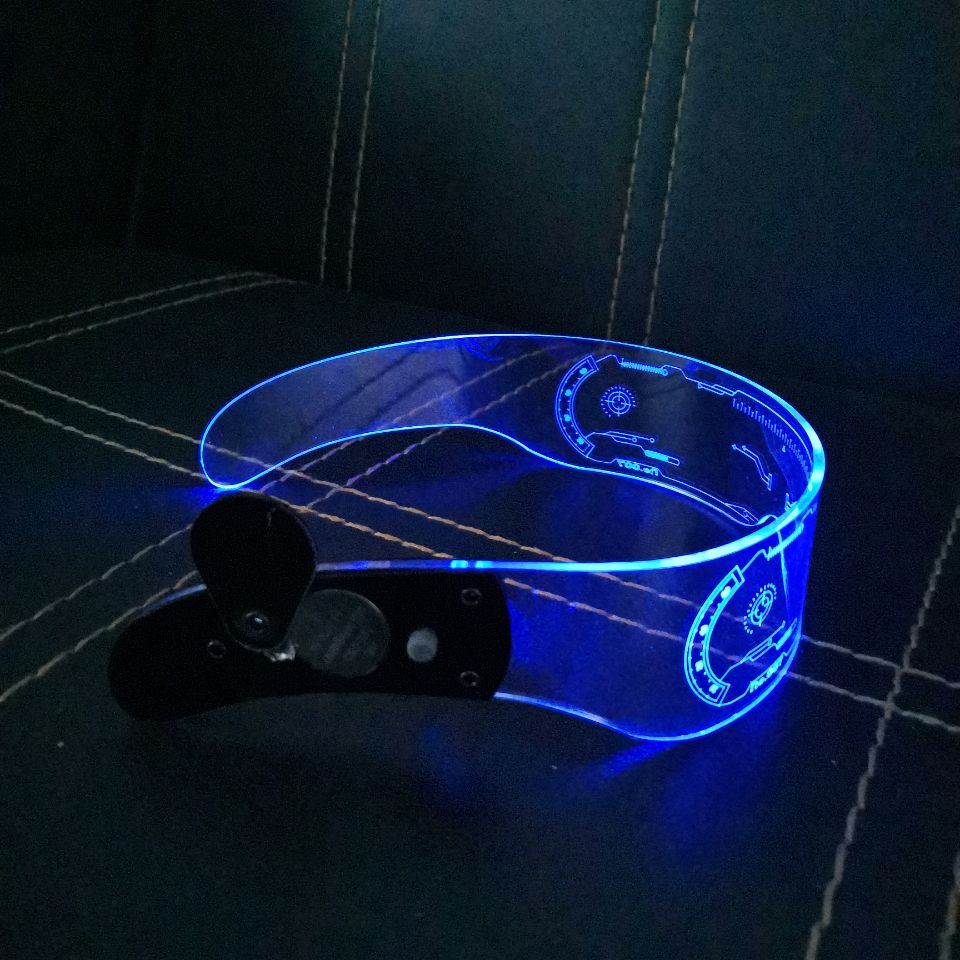 New 2021 Wireless luminous glasses biochemical crisis Acrylic Science Fiction Rectangular Fashion Variable Color LED