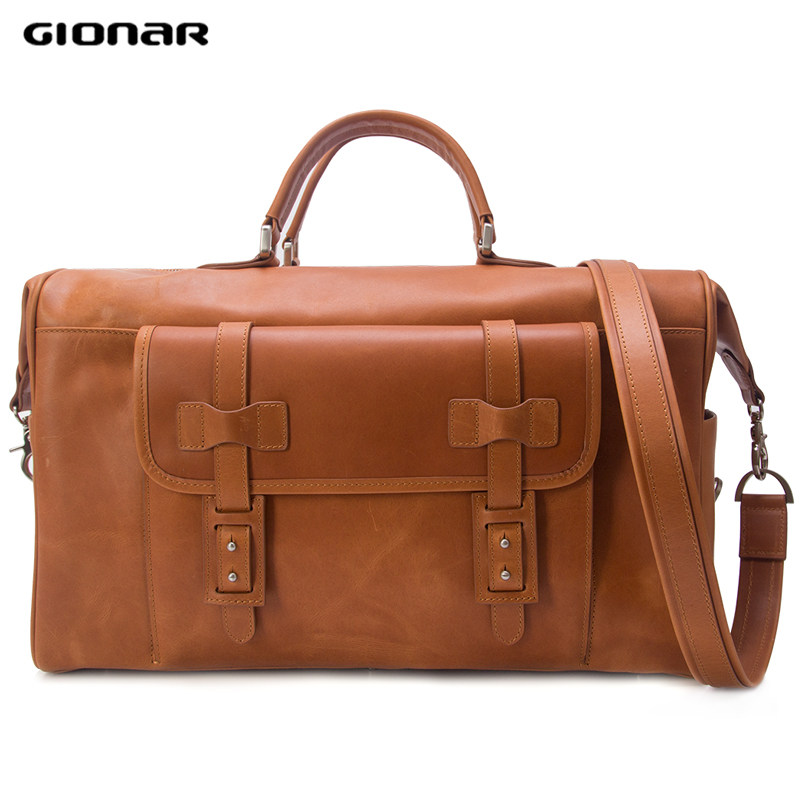GIONAR leather travel bag men's business fitness training tote bag large capacity new first layer cowhide tide