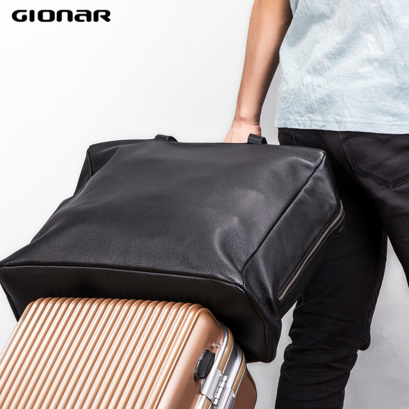 Men's leather travel bag men's large-capacity tote bag long-distance travel business trip first layer cowhide luggage bag tide