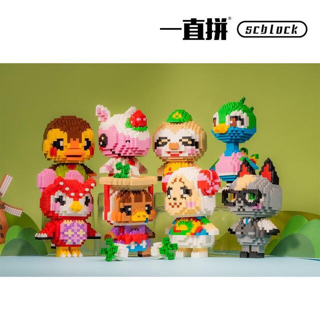 Animal Crossing Friendship Peripheral Building Block Model Xishi Hui Cat Queen Beaver Ornament Puzzle Assembling Doll Toy