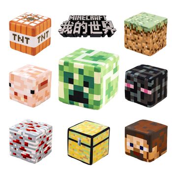 Minecraft Block Plush Pillow Mc Game Merchandise Block Chest Creeper Tnt Enderman Plush Toy