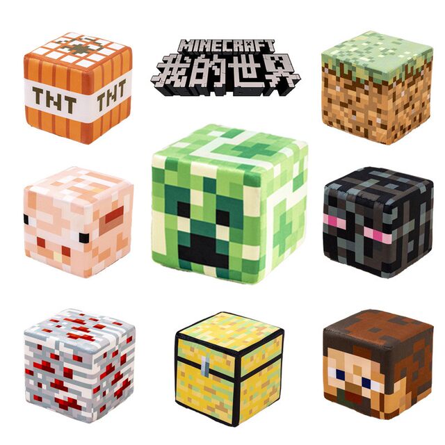 Minecraft Block Plush Pillow Mc Game Merchandise Block Chest Creeper Tnt Enderman Plush Toy