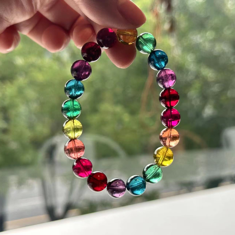 Zile Tourmaline Bracelet for Women, Natural Brazilian Tourmaline Beads, Rainbow Color, Vibrant Mermaid Color, Fluorescent Watermelon Tourmaline Zile Tourmaline Bracelet for Women, Natural Brazilian Tourmaline Beads, Rainbow Color, Vibrant Mermaid Color, Fluorescent Watermelon Tourmaline