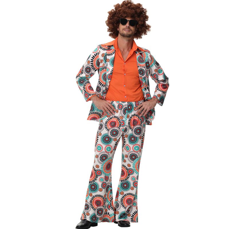Retro 1970S Disco Hippie Disco Adult Male and Female Singer Cos Halloween Performance Costume