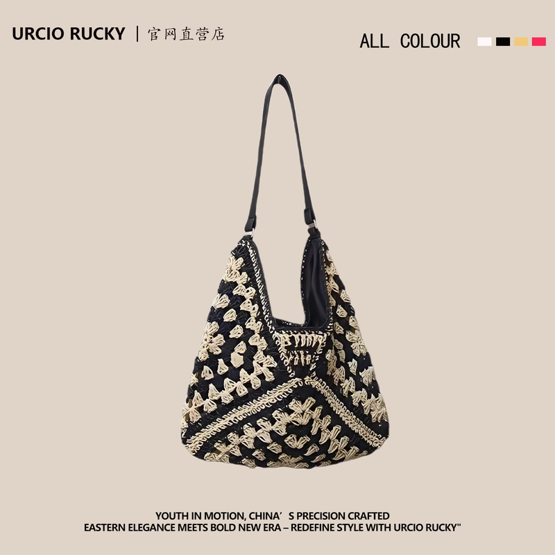 Ur Beach Straw Bag for Women 2026 New Hand-Woven Bag Casual Versatile Tote Bag Vacation Travel Shoulder Bag Ur Beach Straw Bag for Women 2026 New Hand-Woven Bag Casual Versatile Tote Bag Vacation Travel Shoulder Bag