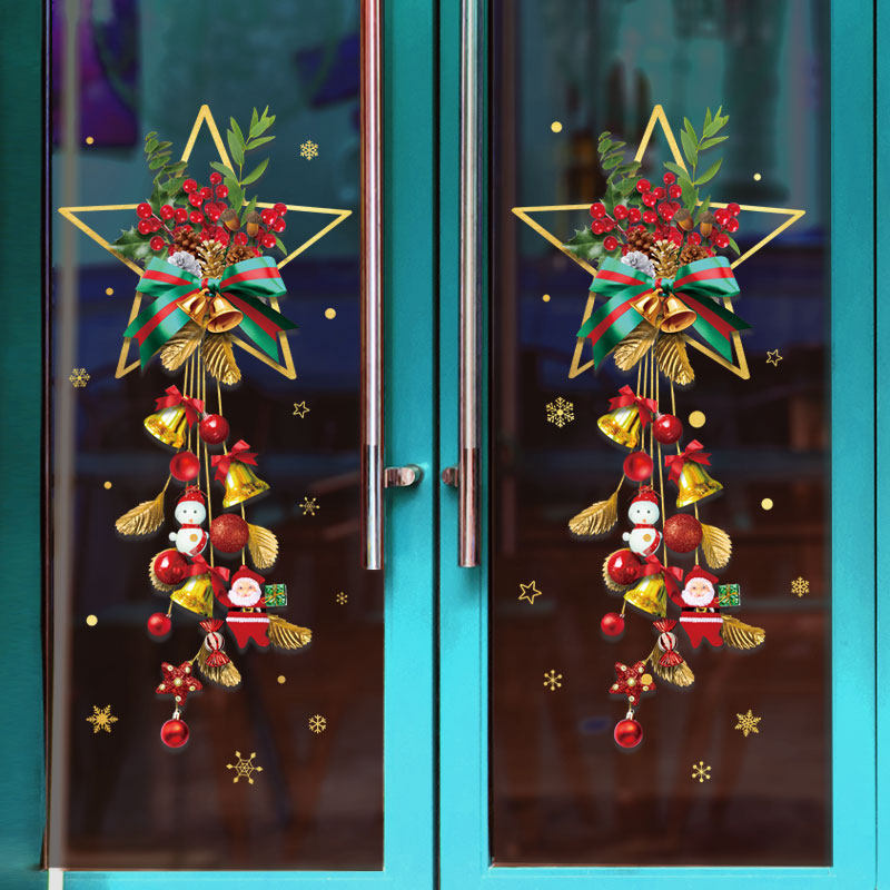 クリスマスデコレーション、ガラスドアステッカー、サンタクロースのツリーオーナメント、元旦の雰囲気作りのデコレーション、窓用ステッカー、窓のデコレーション。