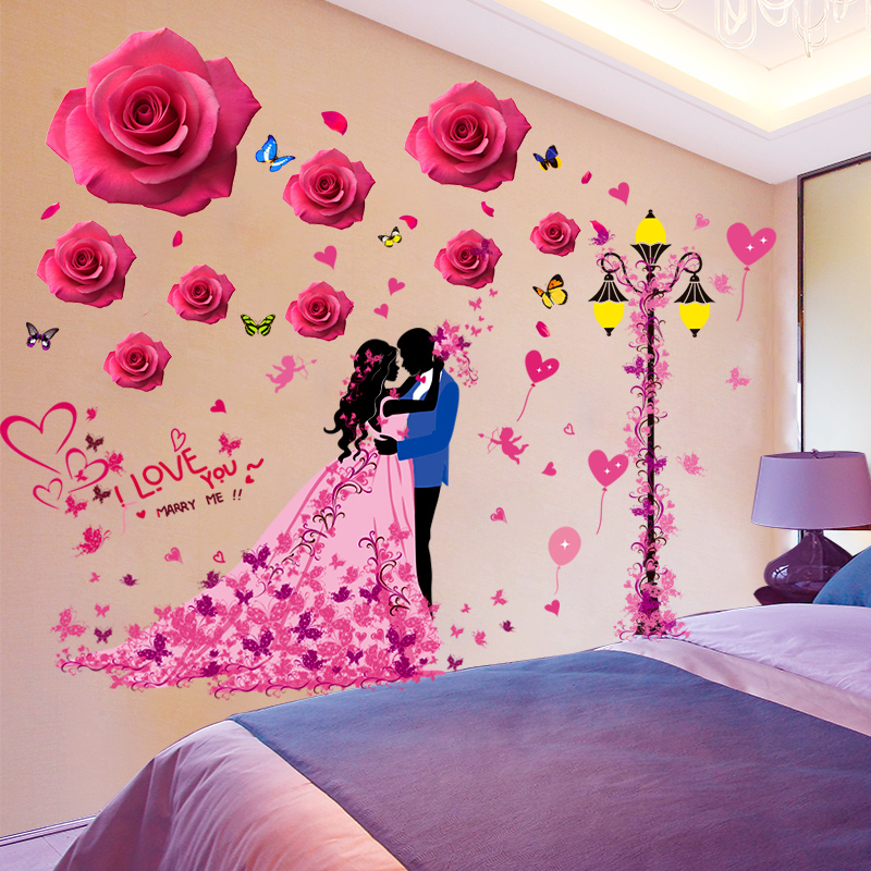 3d three-dimensional wall stickers stickers wallpaper self-adhesive bedroom warm romantic room background wall decoration wallpaper wall painting