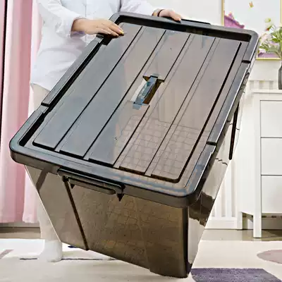Thickened transparent storage box extra-large clothes toy finishing box household plastic storage box covered storage box