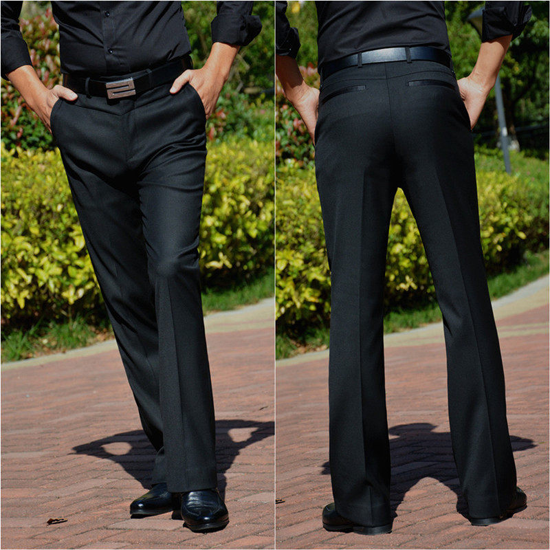 Autumn style Western dress pants Men's Korean version Fashion splicing Men's Horn Pants Casual micro-Laxipants Men's pants wide pants