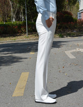 Elastic Rice White Trumpeter Pants Mens Cosy Fit Suit Pants Mens Korean Version Business Casual Bronzed Straight Drum Pants