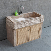 Piscine à laver en marbre naturel avec planche à laver bassin de piscine de cour évier en granit évier de balcon extérieur intégré