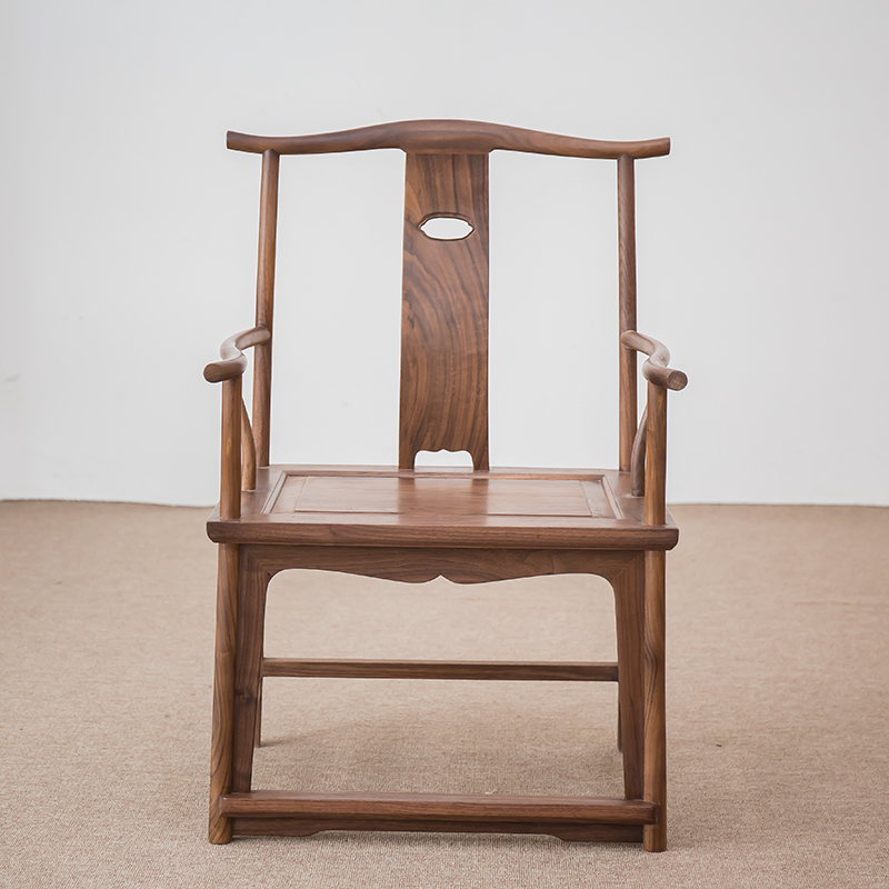 Zhenxin Gong Fang solid wood circle chair official hat chair new Chinese style black walnut chair armchair armchair antique Zen furniture