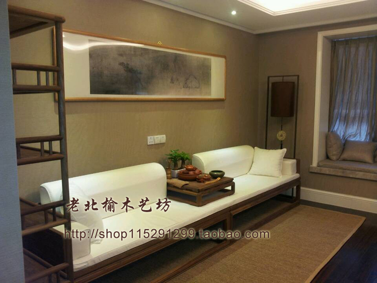 New Chinese style Bed Couch Bed Sofa Bed Sofa Bed solid wood Bed Imitation Antique Furniture Home Innate Black Walnuts