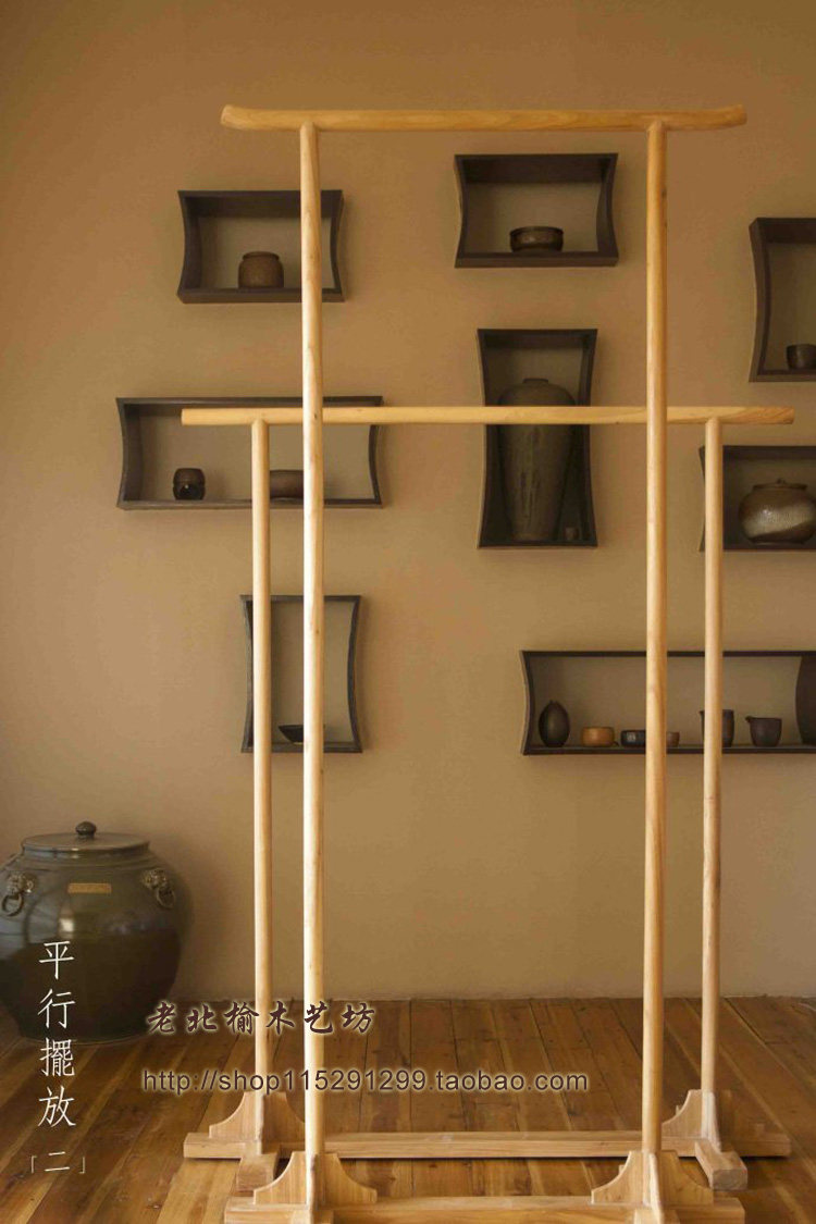 Solid wood hangers old elm furniture floor rack coat rack bedroom hangers Chinese furniture paint-free genuine products sold at a loss