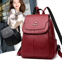 Large capacity leather shoulder bag womens 2019 new wild fashion sheepskin womens backpack anti-theft soft leather casual bag