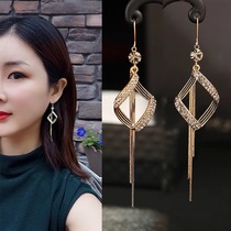 2021 summer new trend earrings goddess Fan temperament exquisite long tassel earrings high-grade light luxury earrings