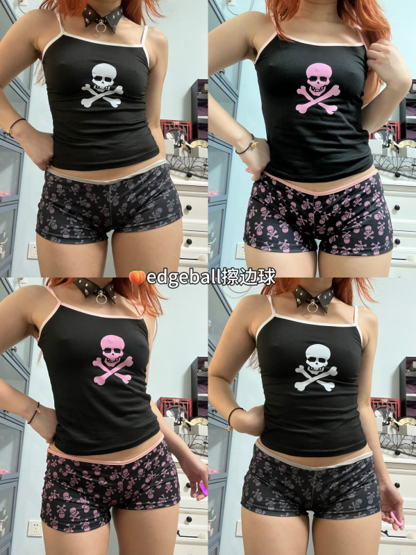 Skull Pajamas·Foreign Trade Gothic Y2K Subculture Outerwear Camisole Shorts Punk Suit Edgeball Skull Pajamas·Foreign Trade Gothic Y2K Subculture Outerwear Camisole Shorts Punk Suit Edgeball
