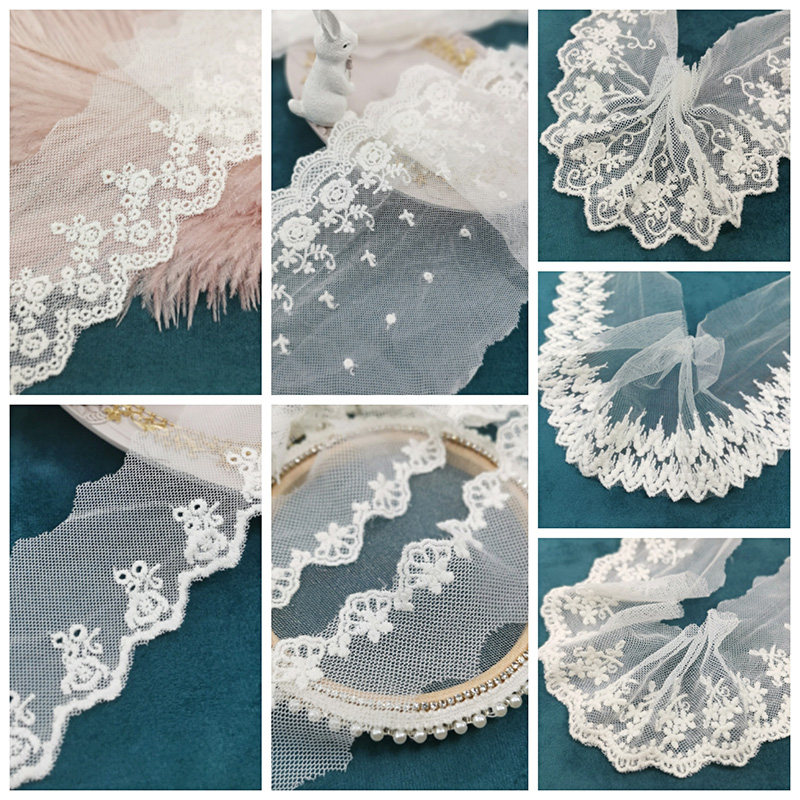 Baby clothing package diy accessory original collar cuff beside white mesh embroidery lace lace on the bottom of the rice