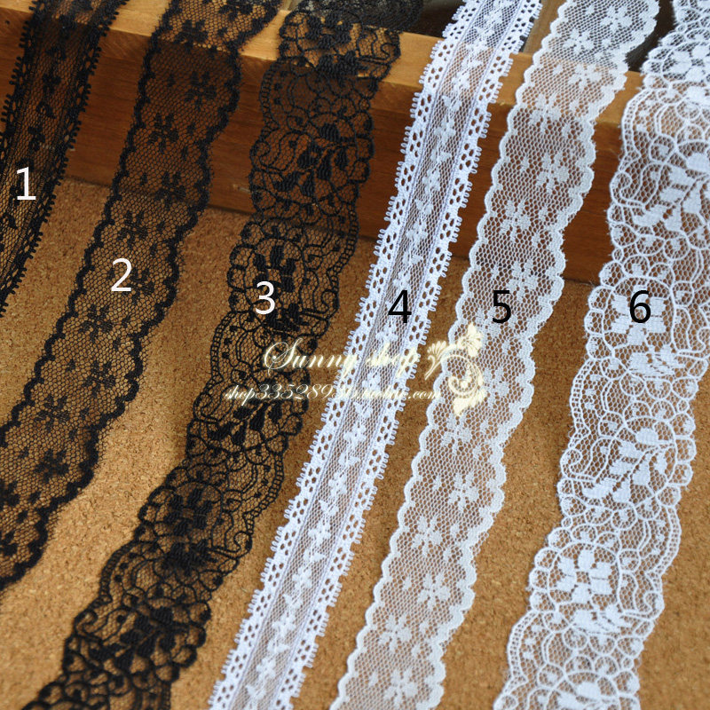 A variety of bleached black thin lace narrow lace HB13071112 (1 piece = 10 meters)