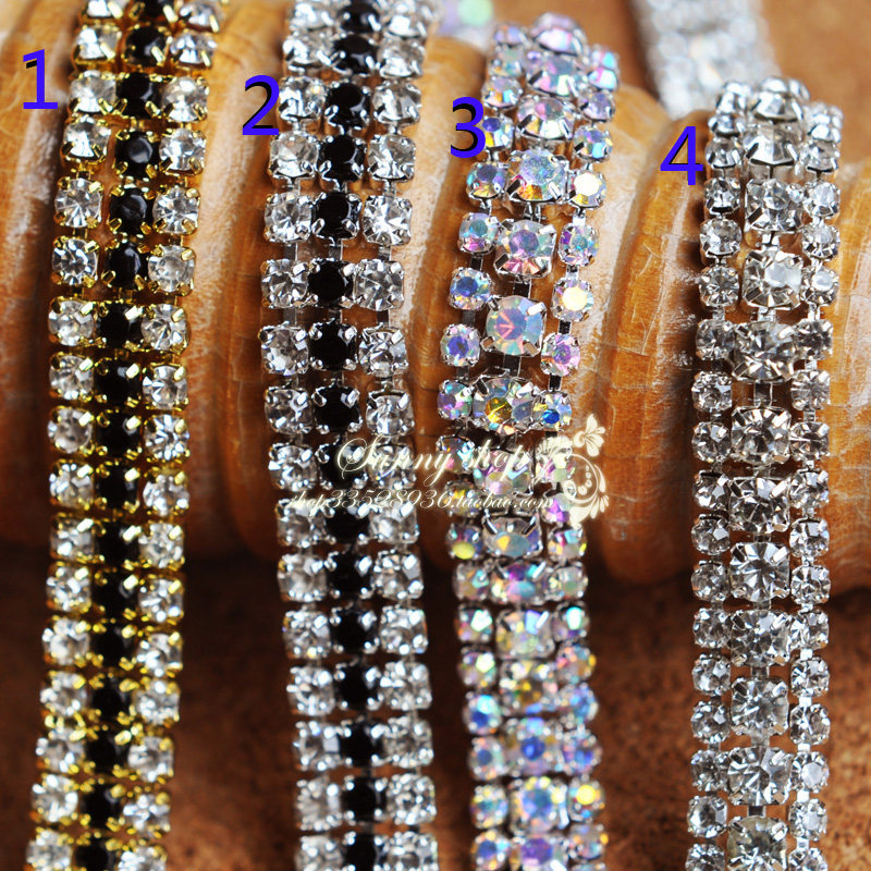 Clothing accessories 0 9cm wide rhinestone metal lace HB14072429