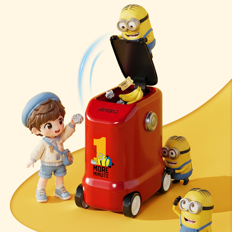 Creative Wheeled Car-Shaped Trash Can, Minion Officially Licensed Children's Storage Bin, Bathroom Gap Bin Creative Wheeled Car-Shaped Trash Can, Minion Officially Licensed Children's Storage Bin, Bathroom Gap Bin
