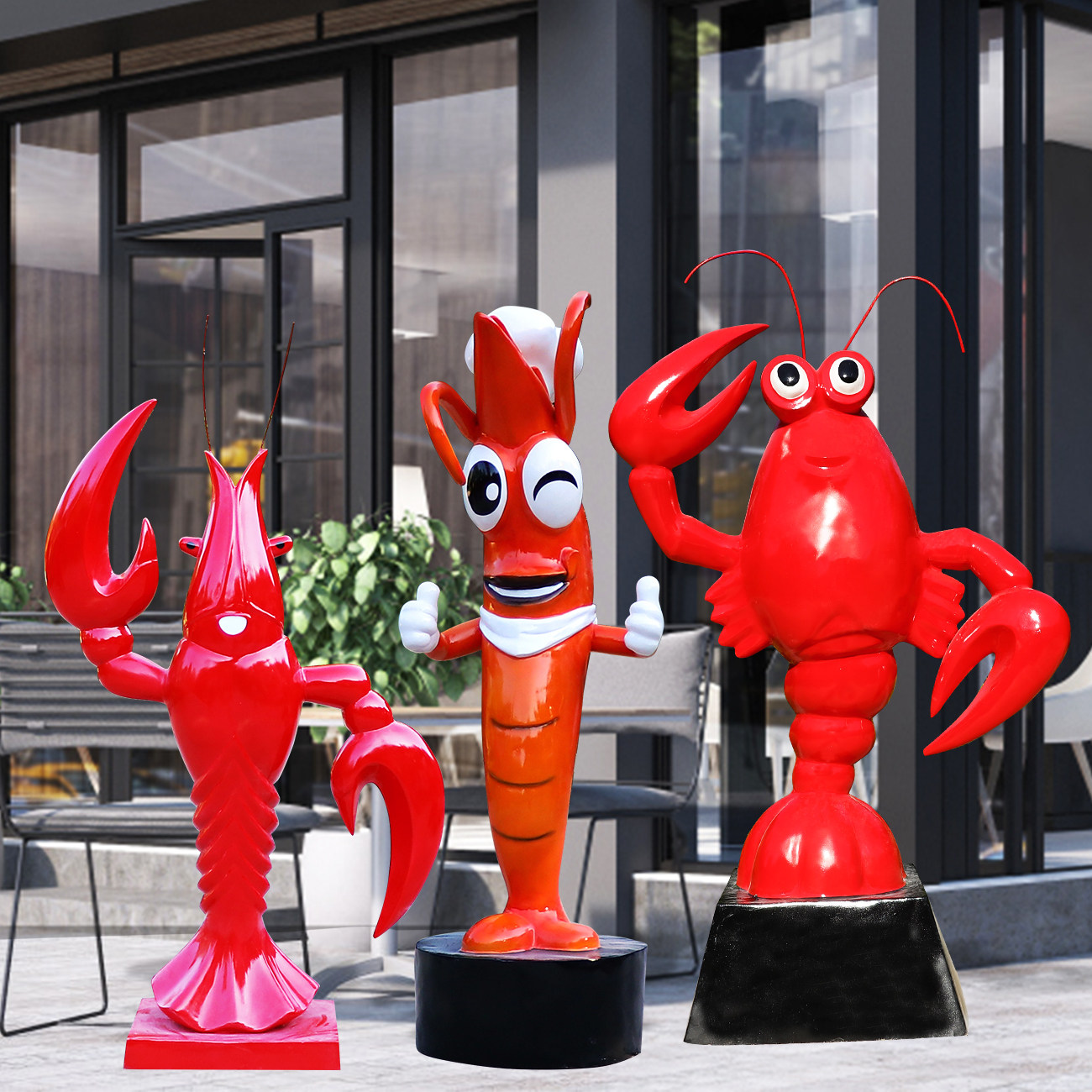 Outdoor GRP Shine Small Lobster Crab Sculpture Shine Decorative Seafood Restaurant store Yingbin Mei Chen Pendulum Pieces-Taobao