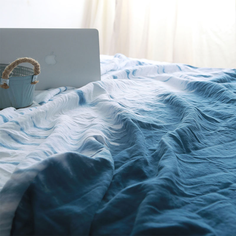 Small crowddesign senses pure hand zdyeing linen linen single piece High end washed linen bed products bacteriostatic and sweat-permeable