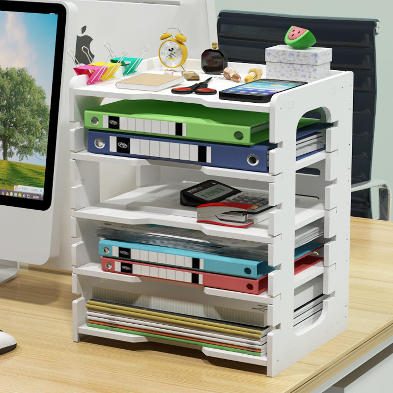 File rack desktop thickened multi-layer storage box folder student bookshelf horizontal stationery book storage finishing box