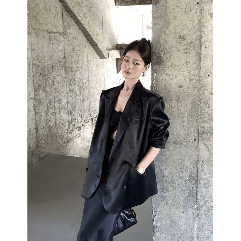 Black Commuter-Style Double-Breasted Blazer for Women 2026 New Style Suit for Petite Women, Elegant and Unique