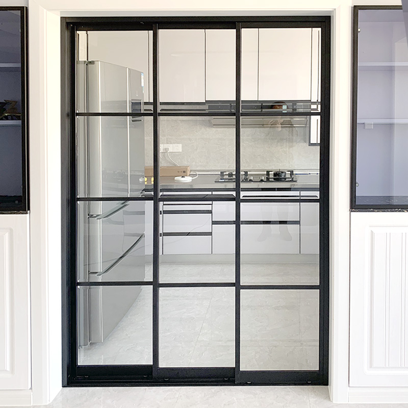 Triple linkage glass sliding door bedroom kitchen extremely narrow sliding door invisible modern simple living room net red sliding door