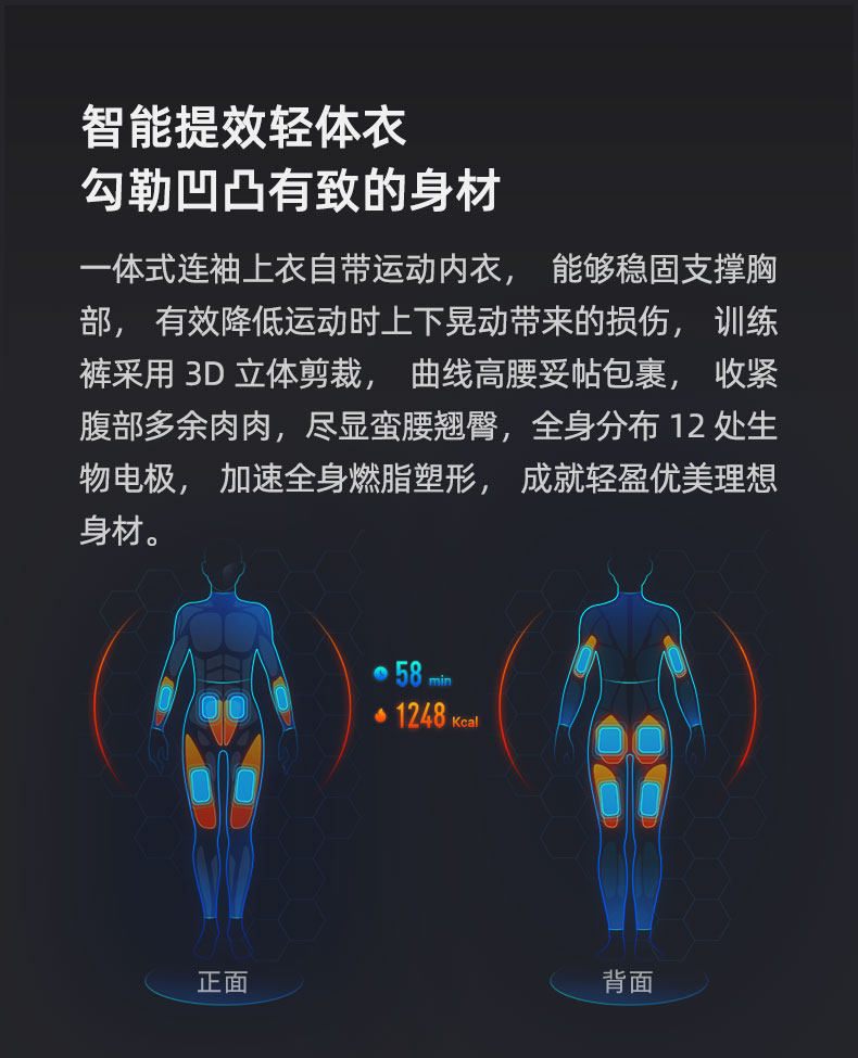 ems微电流穿戴健身仪 云麦ems健身黑科技智能燃收腹腰带微电流脉冲按摩轻体衣