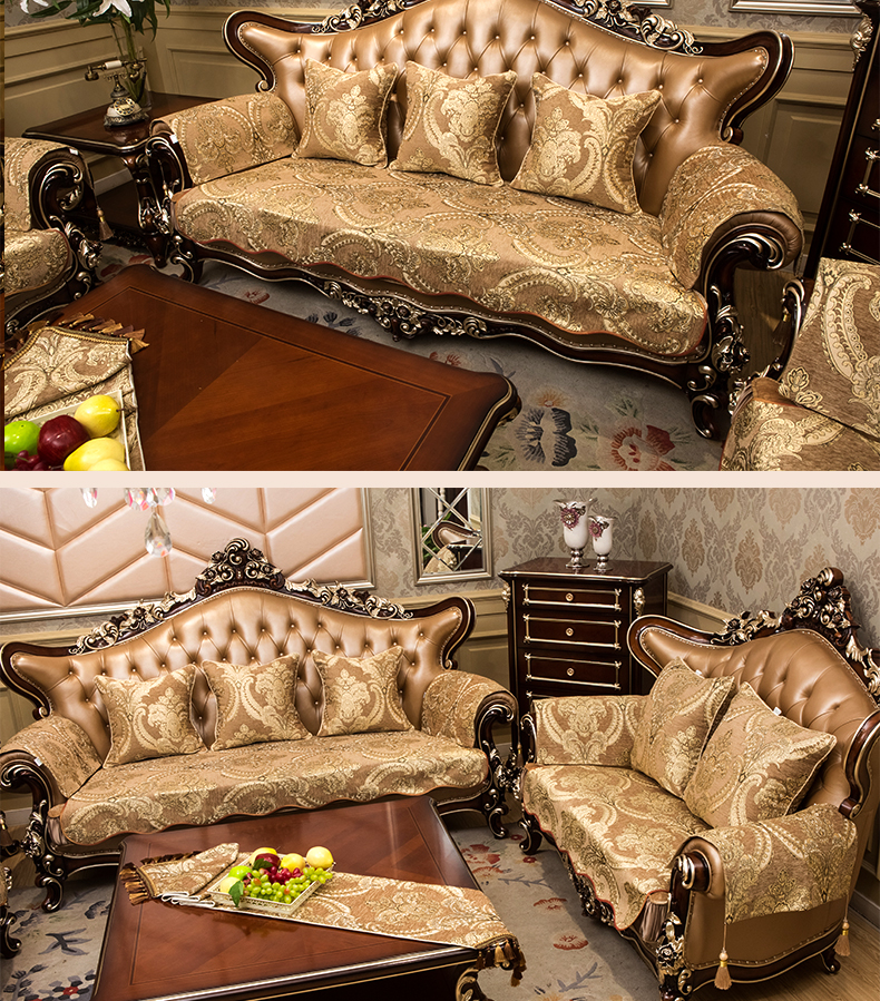 Sofa phong cách châu Âu đệm vải sang trọng chống trượt sofa phòng khách kết hợp bốn mùa phổ quát bọc sofa tùy chỉnh - Ghế đệm / đệm Sofa đệm bàn ghế gỗ