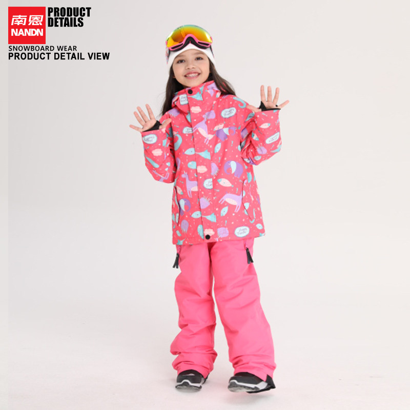 NANDN children and teenagers outdoor single and double board ski clothes ski pants set girls and boys waterproof