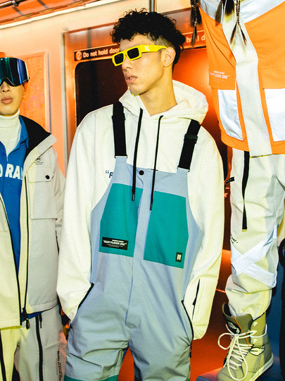 Nandn Nanen 23 New Ski Overalls Snowboard Jumpsuit Waterproof Wear-Resistant Loose Fit Unisex Color-Blocking Breathable