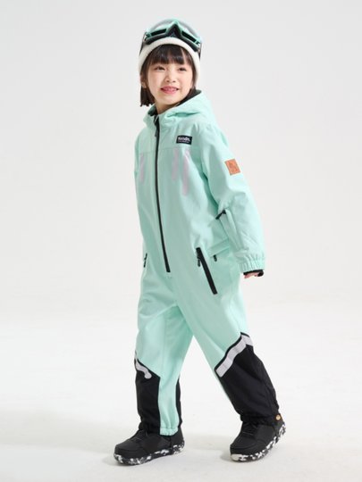 Nandn Children's Ski Suit for Boys, Professional Girls' Ski Equipment Set, Full Set of Snow Suit, One-Piece Style