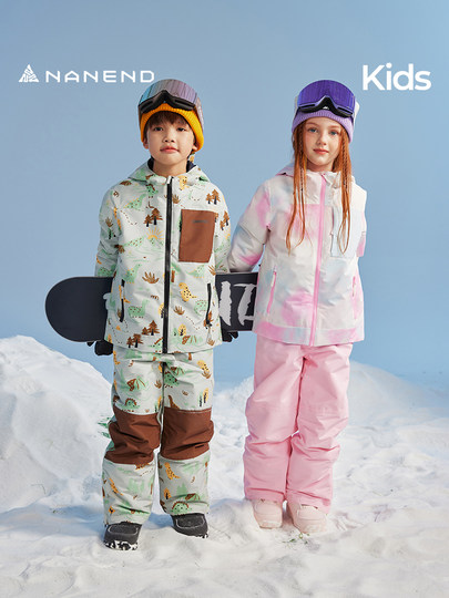 Nanend Nanen Children's Ski Suit Set, New Waterproof and Thickened Snowboard Clothing for Boys and Girls, Winter Ski Jacket and Pants