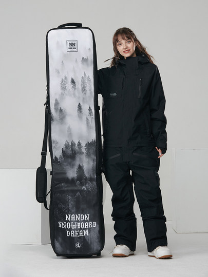 Nandn New Ski Bag with Rollers, Large Capacity, Single and Double Board Dry and Wet Separation Ski Equipment Bag Na201