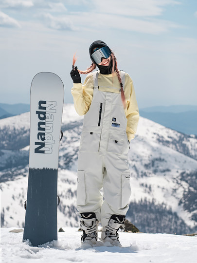 Nandn Snowboard Bib Ski Pants for Women, Waterproof and Windproof, Loose-Fitting Winter One-Piece Snow Pants for Men, Warm Bottoms
