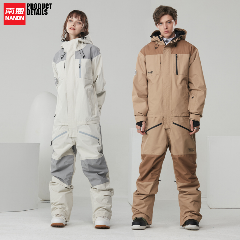 NANDN NANDN 20 ski suits one-piece snow suits snowboard suits men's and women's waterproof padded ski pants suit