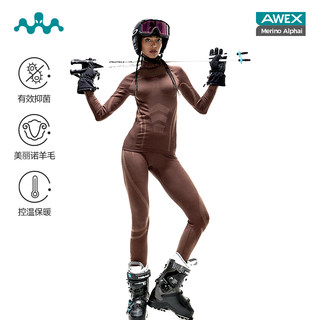 [Nan En & Awex Collaboration] Ultra-Fine Merino Wool Ski Quick-Dry Clothing for Women, Warm and Close-Fitting Layer