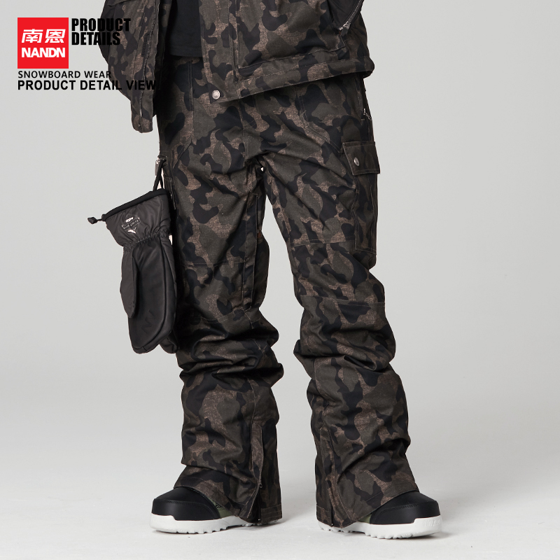 Nanen's new Japanese couple ski pants veneer double board snow pants thin version of the ski suit padded waterproof men's and women's snow pants