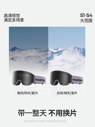 Nan Enxian Small Frame Color-Changing Flip-Up Ski Goggles for Women, Anti-Fog, Single and Double Board Zeiss Goggles for Men, Ng24Max