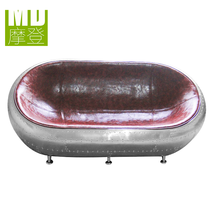 European Style Aluminum Leather Drop Earth Chair Leather Adult Fiberglass Aluminum Leather Double Drop Earth Chair Fashion Metal Sofa Chair