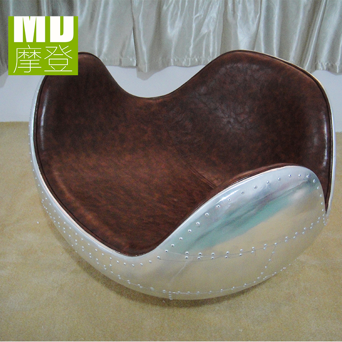 Nordic Space Retro Aluminum Leather Chair Art Non-Bottle Leisure Chair Industrial Style Sofa Chair Rocking Chair